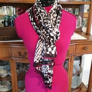 Silky Black & White Oblong Scarf